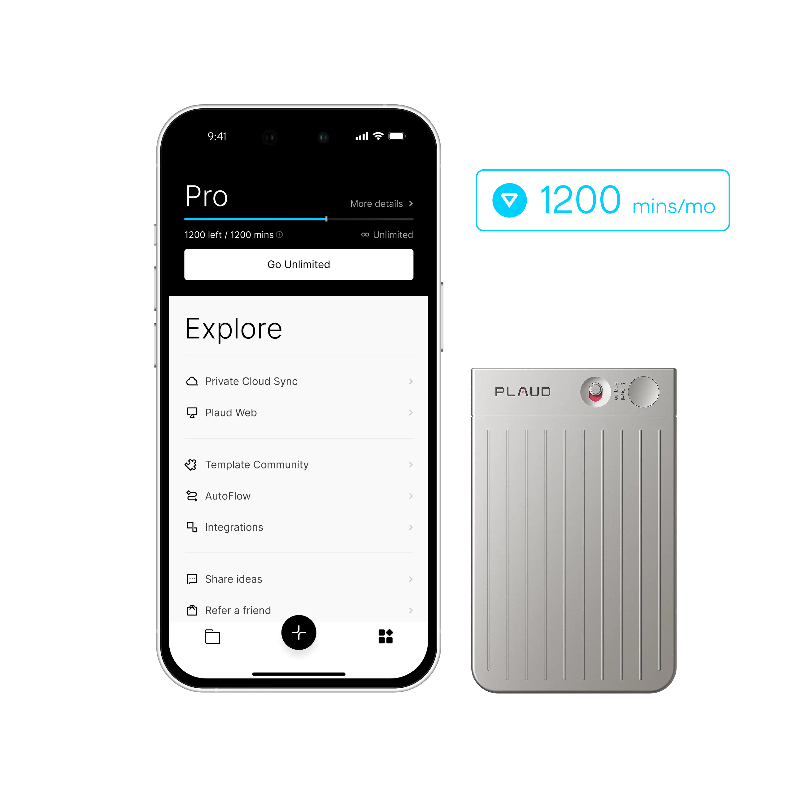 แพ็กเกจ Plaud Note & AI รายปี Pro