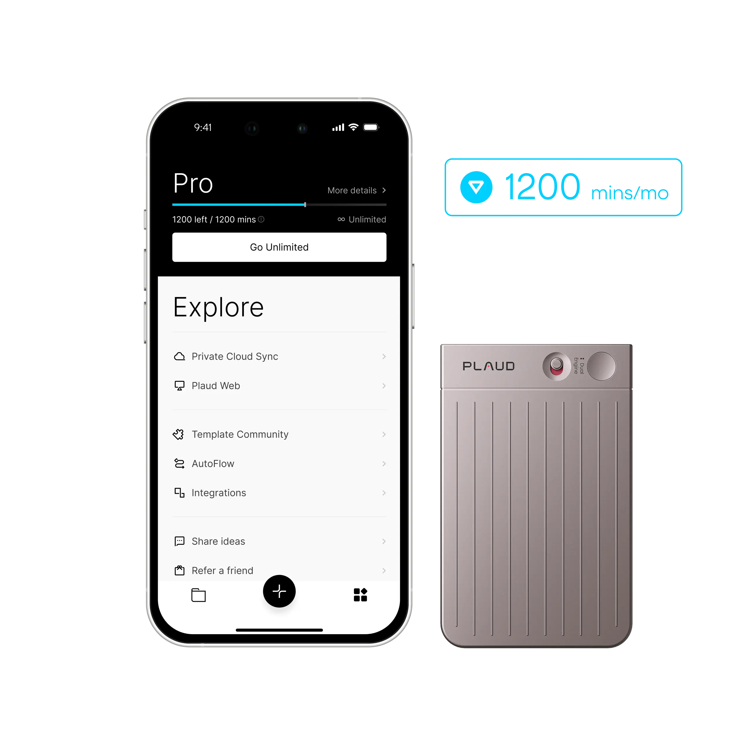 แพ็กเกจ Plaud Note & AI รายปี Pro