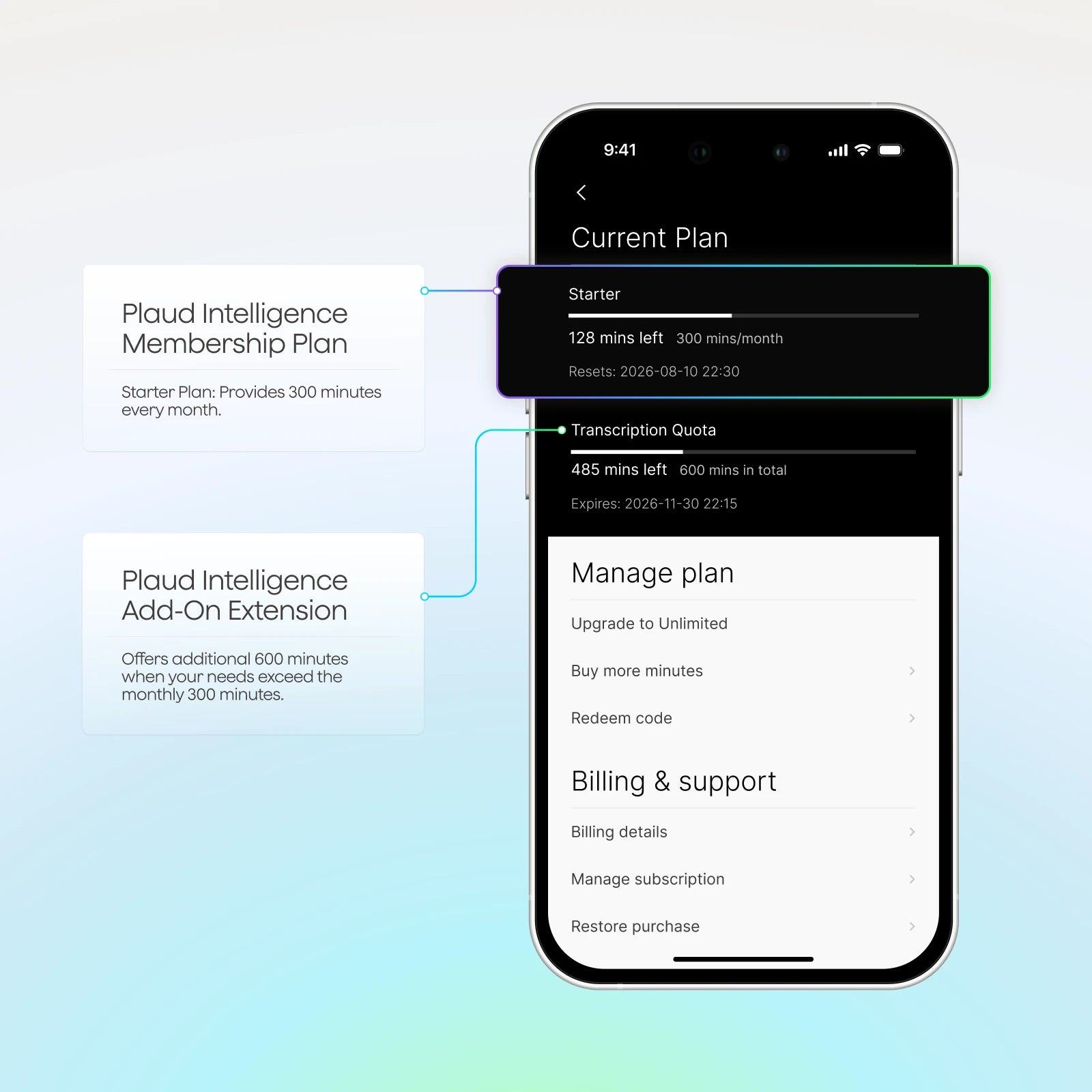 Plaud Intelligence Add-On Extension (600 mins)