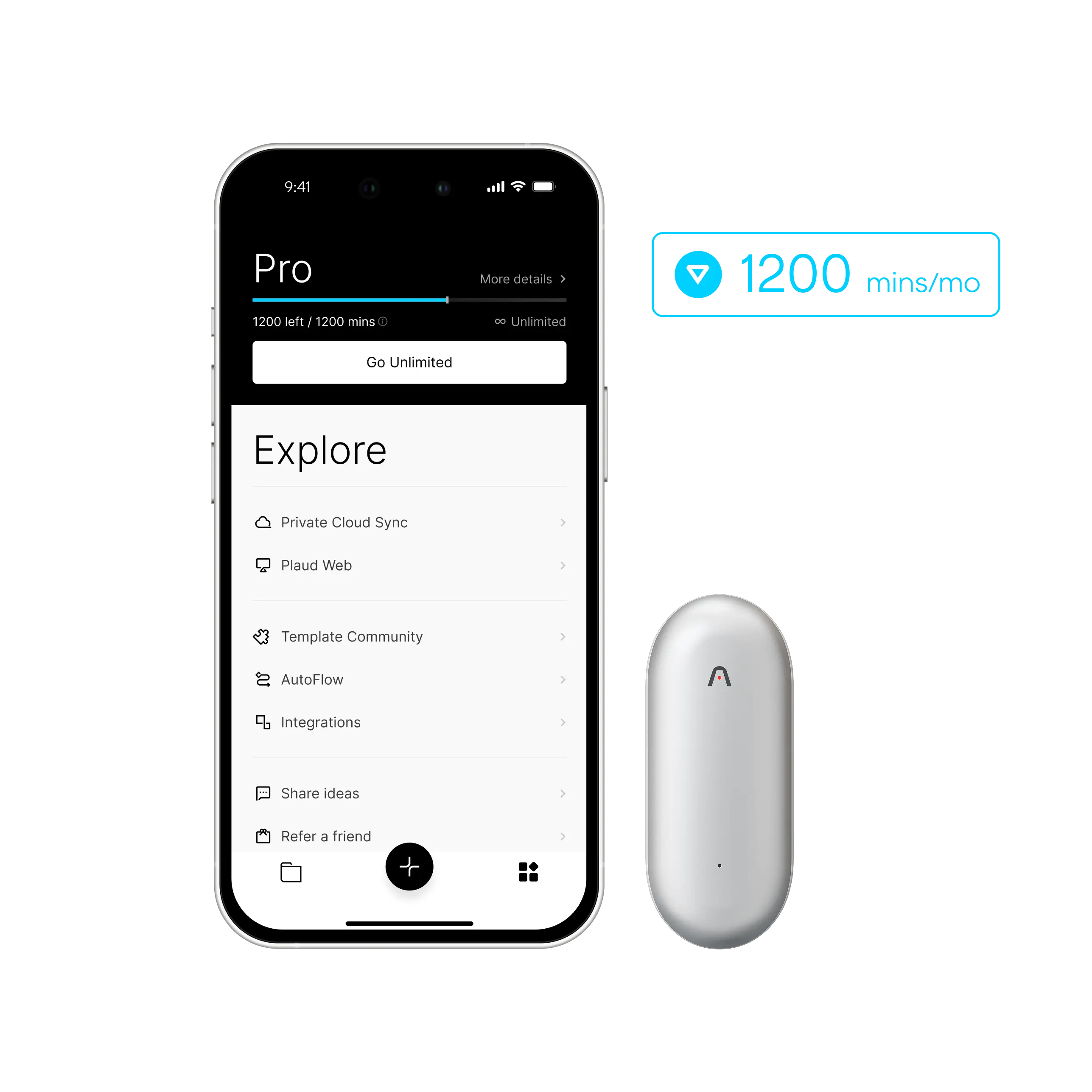 แพ็กเกจ Plaud NotePin &amp; AI รายปี Pro